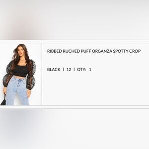 Black puff sleeve organza polka dot top from boohoo